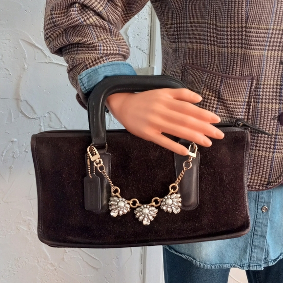 Coach Handbags - Coach Ruff-Out Suede, Mocha Zip-Top, Early 1970s